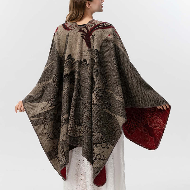 Nimara Ritual Winter Koi Fish Waves Pattern Warm Cozy Scarf Shawl