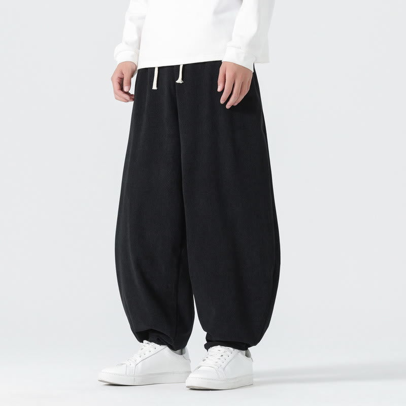 Nimara Ritual Fall Solid Color Corduroy Men's Harem Pants With Pockets