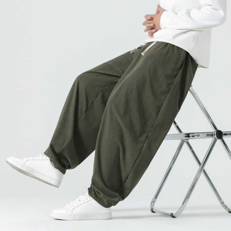 Nimara Ritual Fall Solid Color Corduroy Men's Harem Pants With Pockets