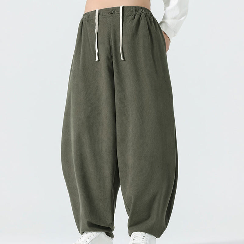Nimara Ritual Fall Solid Color Corduroy Men's Harem Pants With Pockets