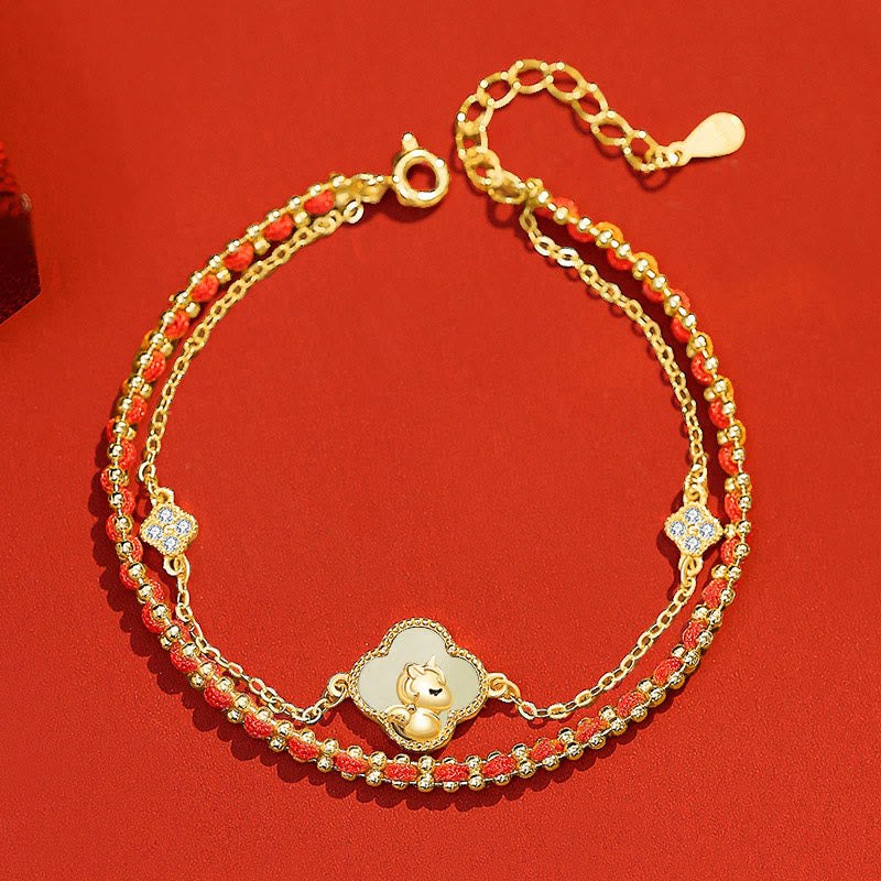 Nimara Ritual 925 Sterling Silver Year Of The Horse Red Agate Hetian Jade Confidence Bracelet