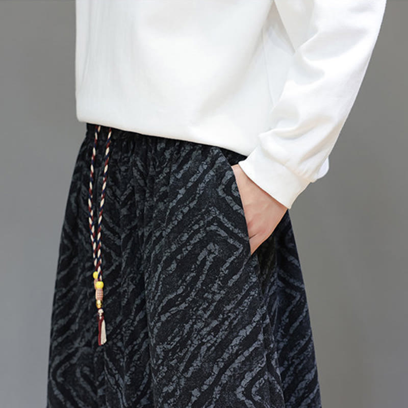 Nimara Ritual Fall Texture Drawstring Design Corduroy Cotton Linen Men's Harem Pants With Pockets