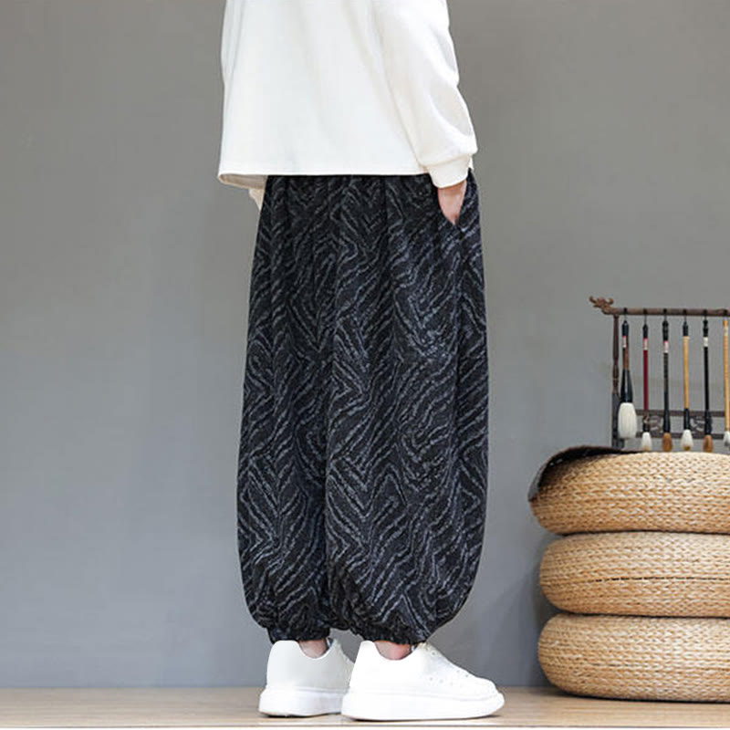 Nimara Ritual Fall Texture Drawstring Design Corduroy Cotton Linen Men's Harem Pants With Pockets