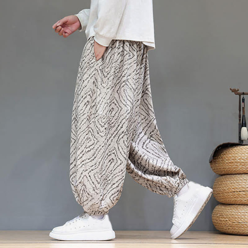 Nimara Ritual Fall Texture Drawstring Design Corduroy Cotton Linen Men's Harem Pants With Pockets