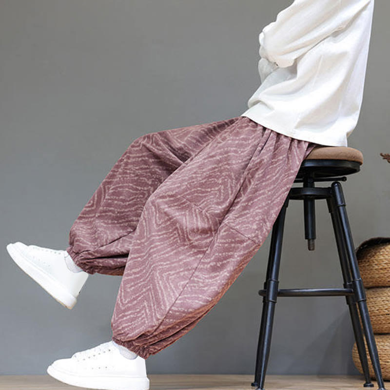 Nimara Ritual Fall Texture Drawstring Design Corduroy Cotton Linen Men's Harem Pants With Pockets