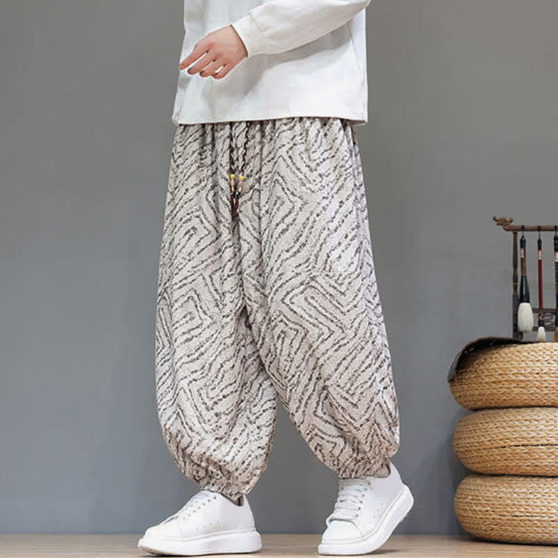 Nimara Ritual Fall Texture Drawstring Design Corduroy Cotton Linen Men's Harem Pants With Pockets