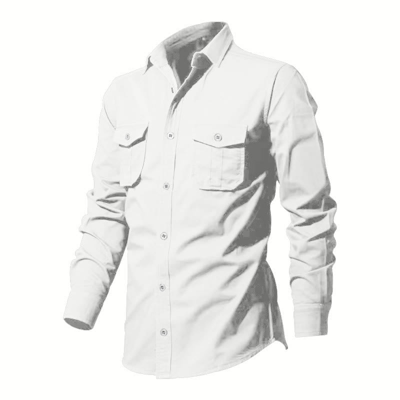 Nimara Ritual Solid Color Men's Stand Collar Long Sleeve Shirt With Pockets