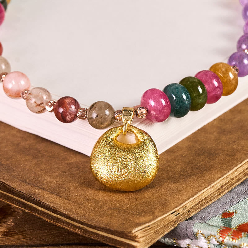 Nimara Ritual Colorful Fu Character Amethyst Super Seven Crystal Key Chain Phone Hanging Decoration