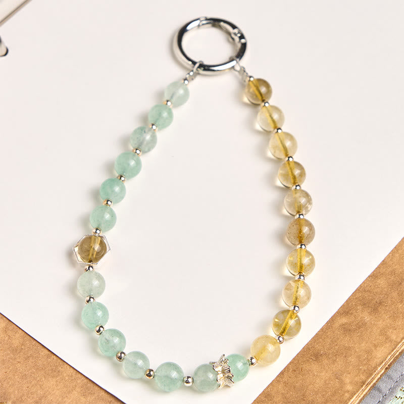 Nimara Ritual Green Strawberry Quartz Citrine Beaded Soothing Key Chain Phone Hanging Decoration