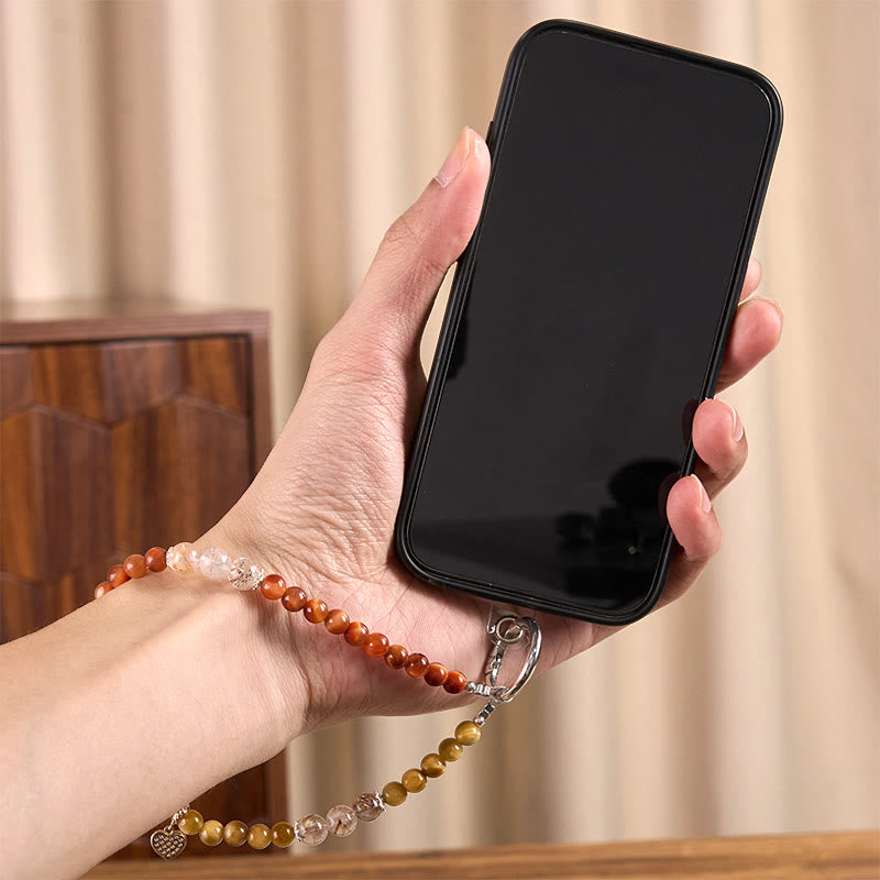 Nimara Ritual Golden Tiger Eye Red Tiger Eye Heart Charm Strength Key Chain Phone Hanging Decoration