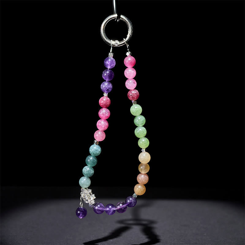 Nimara Ritual 8mm Natural Amethyst Balance Beaded Key Chain Phone Hanging Decoration
