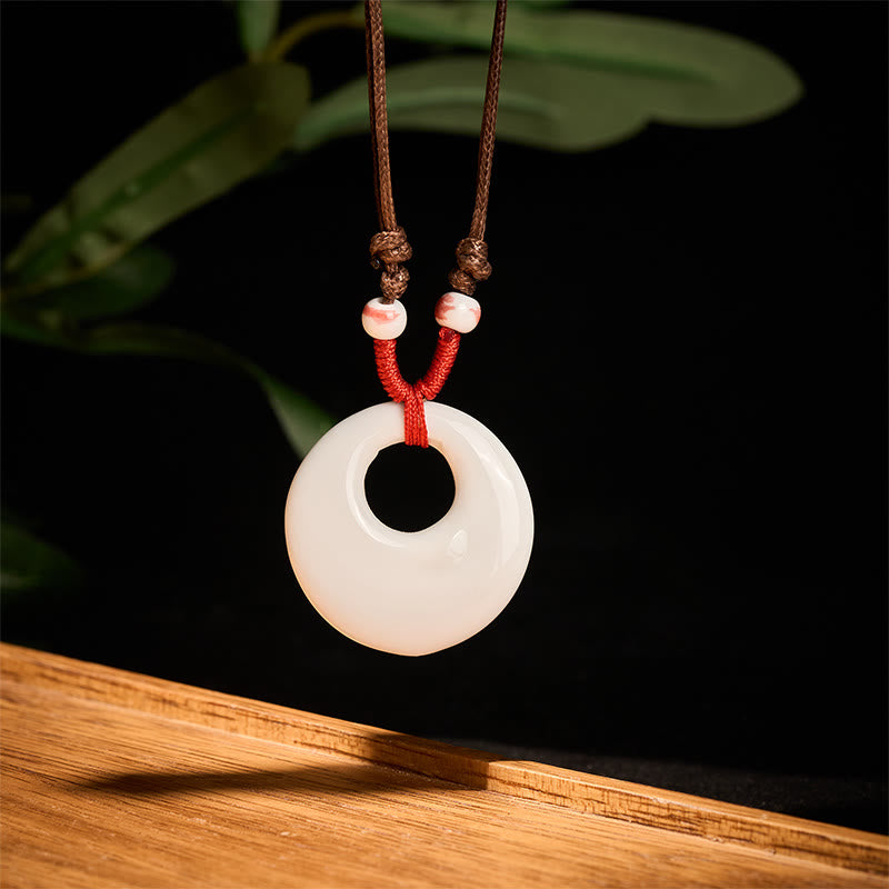 Nimara Ritual Ethnic Peony Peach Blossoms Lotus Symbol Ceramics Necklace Enlightenment Pendant