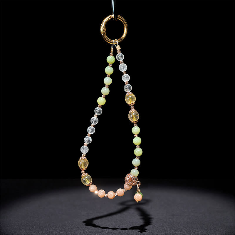 Nimara Ritual Cyan Jade White Crystal Harmony Beads Key Chain Phone Hanging Decoration
