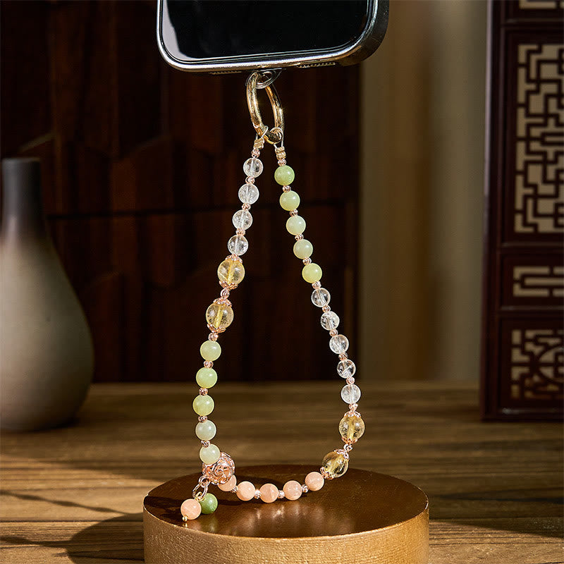 Nimara Ritual Cyan Jade White Crystal Harmony Beads Key Chain Phone Hanging Decoration