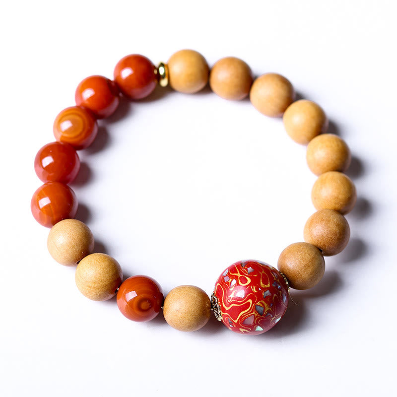 Nimara Ritual Lacquer Craft Bead Sandalwood South Red Agated Protection Bracelet