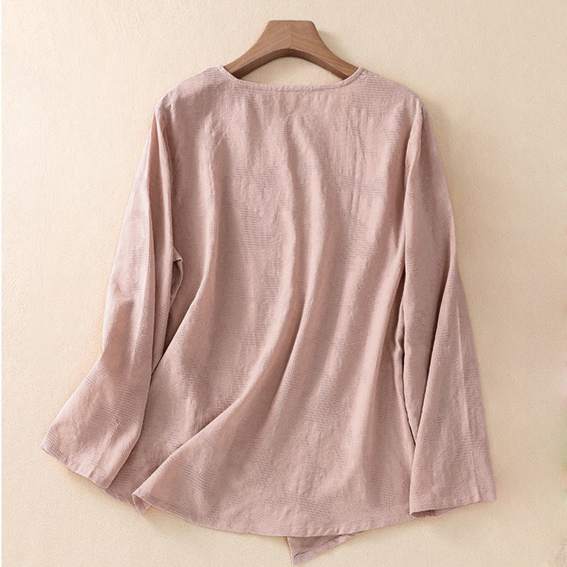 Nimara Ritual Jacquard Irregular Hem Pleated Design Women's Long Sleeve Shirt