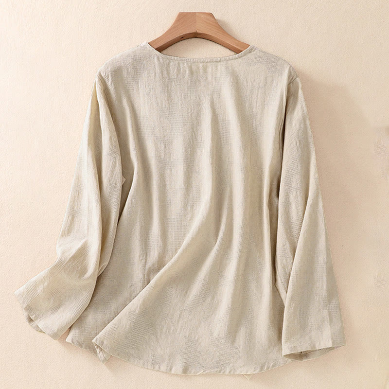 Nimara Ritual Jacquard Irregular Hem Pleated Design Women's Long Sleeve Shirt