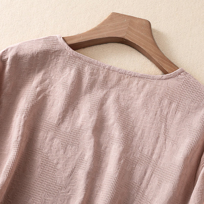 Nimara Ritual Jacquard Irregular Hem Pleated Design Women's Long Sleeve Shirt