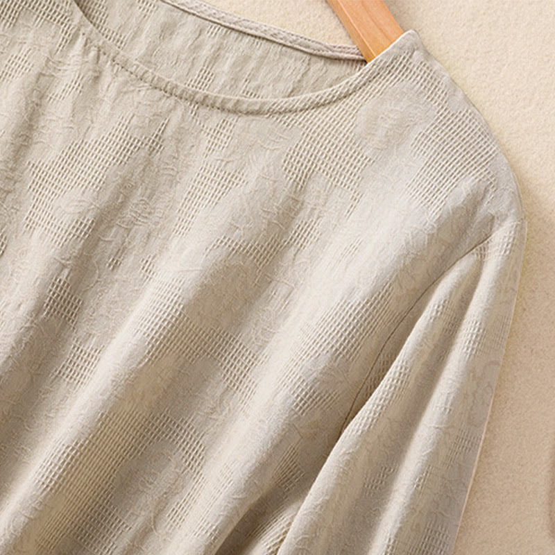 Nimara Ritual Jacquard Irregular Hem Pleated Design Women's Long Sleeve Shirt