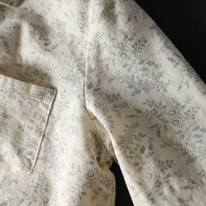 Nimara Ritual Fall Floral Print Design Buttons Women's Cotton Long Sleeve Shirt