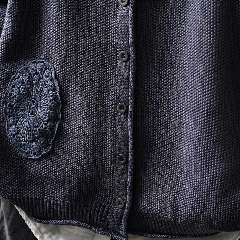 Nimara Ritual Fall Floral Buttons Cotton Women's Long Sleeve Knitted Cardigan Sweater
