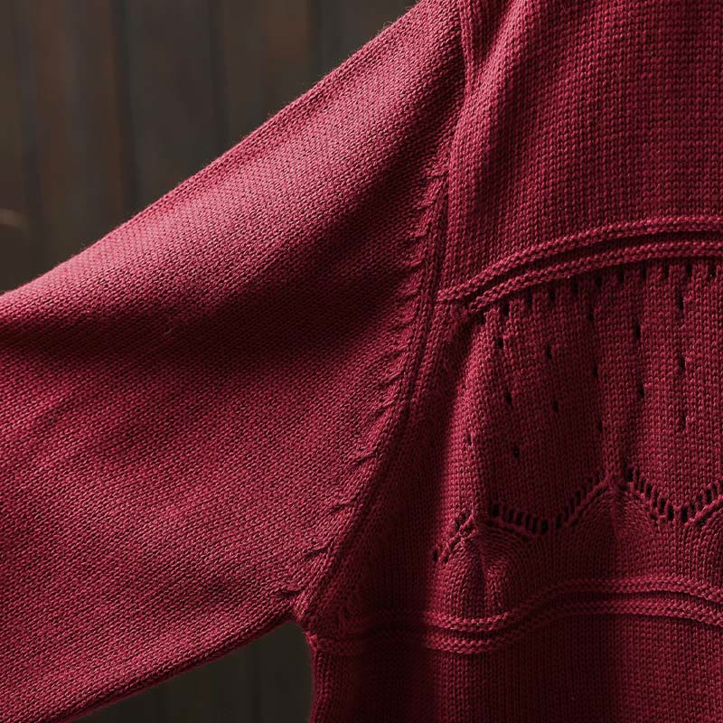 Nimara Ritual Fall Lace Buttons Cotton Women's Long Sleeve Knitted Cardigan Sweater With Pockets