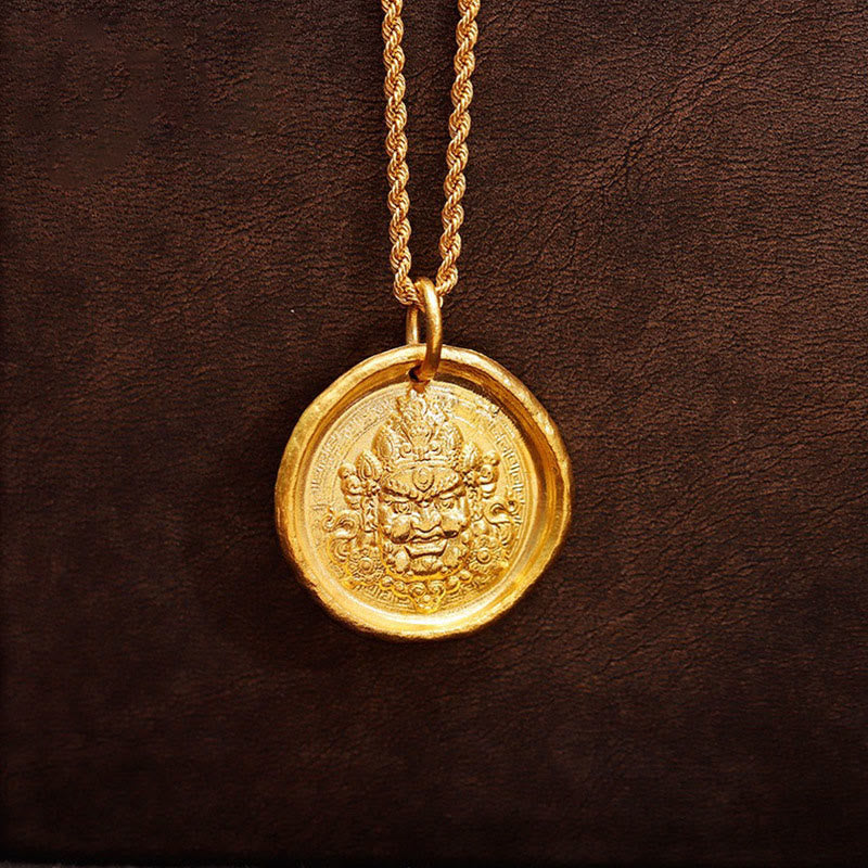 Nimara Ritual 24k Gold Plated Brass Yellow Jambhala Prosperity Protection Chain Pendant Necklace
