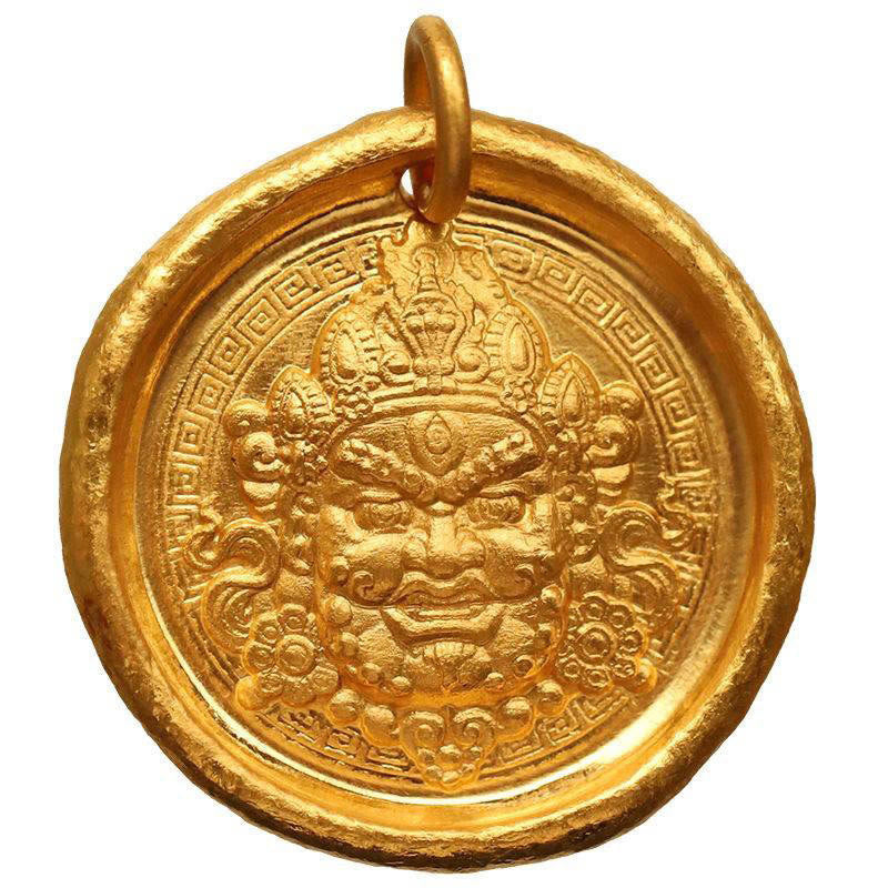Nimara Ritual 24k Gold Plated Brass Yellow Jambhala Prosperity Protection Chain Pendant Necklace