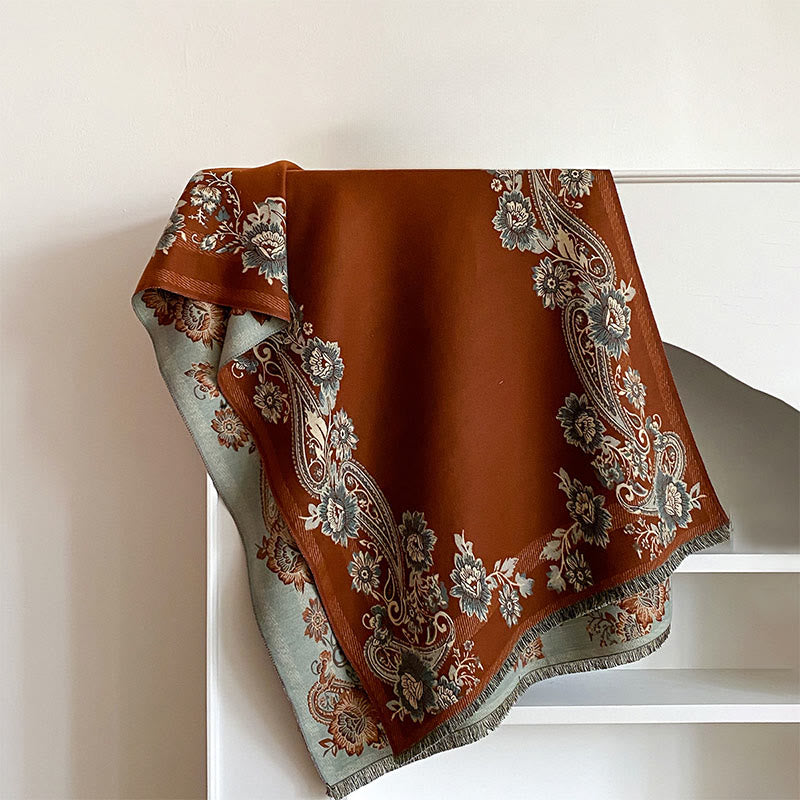 Nimara Ritual Fall Cashew Flower Vines Pattern Warm Cozy Scarf Shawl