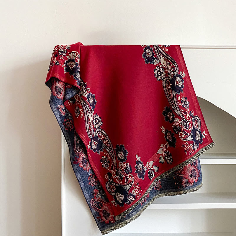 Nimara Ritual Fall Cashew Flower Vines Pattern Warm Cozy Scarf Shawl