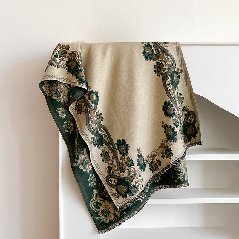 Nimara Ritual Fall Cashew Flower Vines Pattern Warm Cozy Scarf Shawl