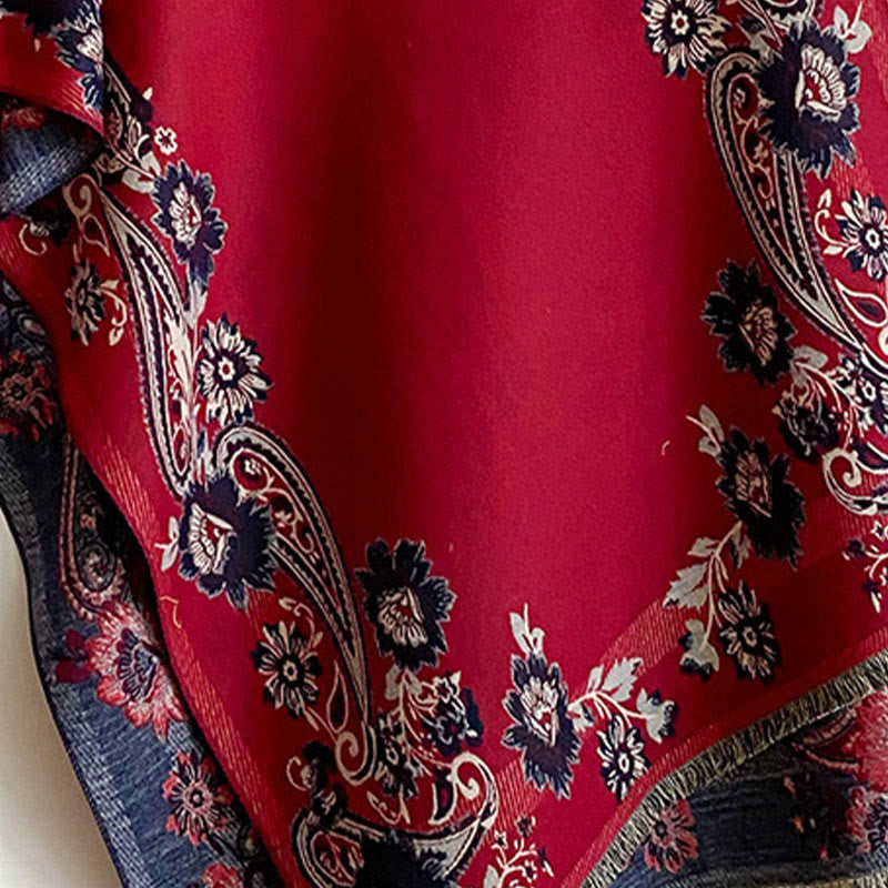 Nimara Ritual Fall Cashew Flower Vines Pattern Warm Cozy Scarf Shawl