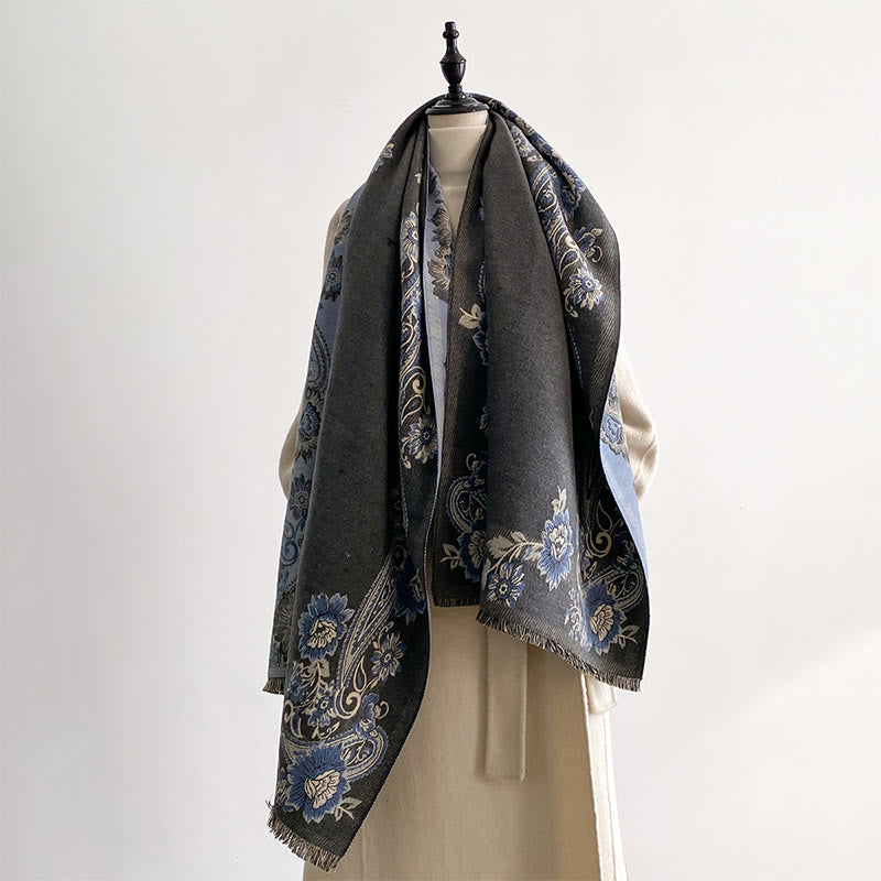Nimara Ritual Fall Cashew Flower Vines Pattern Warm Cozy Scarf Shawl