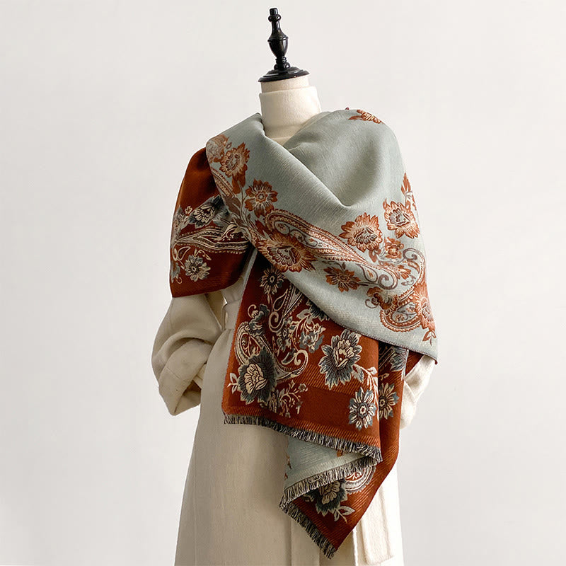 Nimara Ritual Fall Cashew Flower Vines Pattern Warm Cozy Scarf Shawl