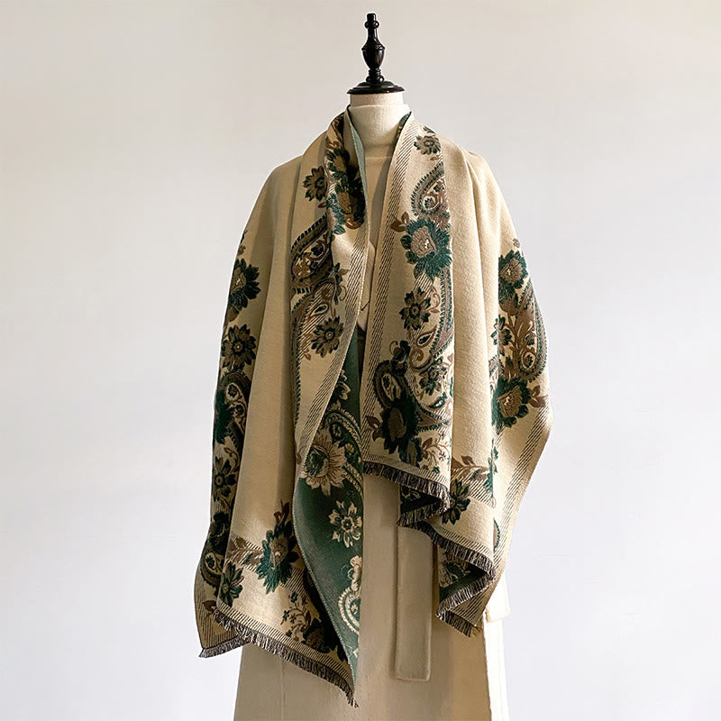 Nimara Ritual Fall Cashew Flower Vines Pattern Warm Cozy Scarf Shawl