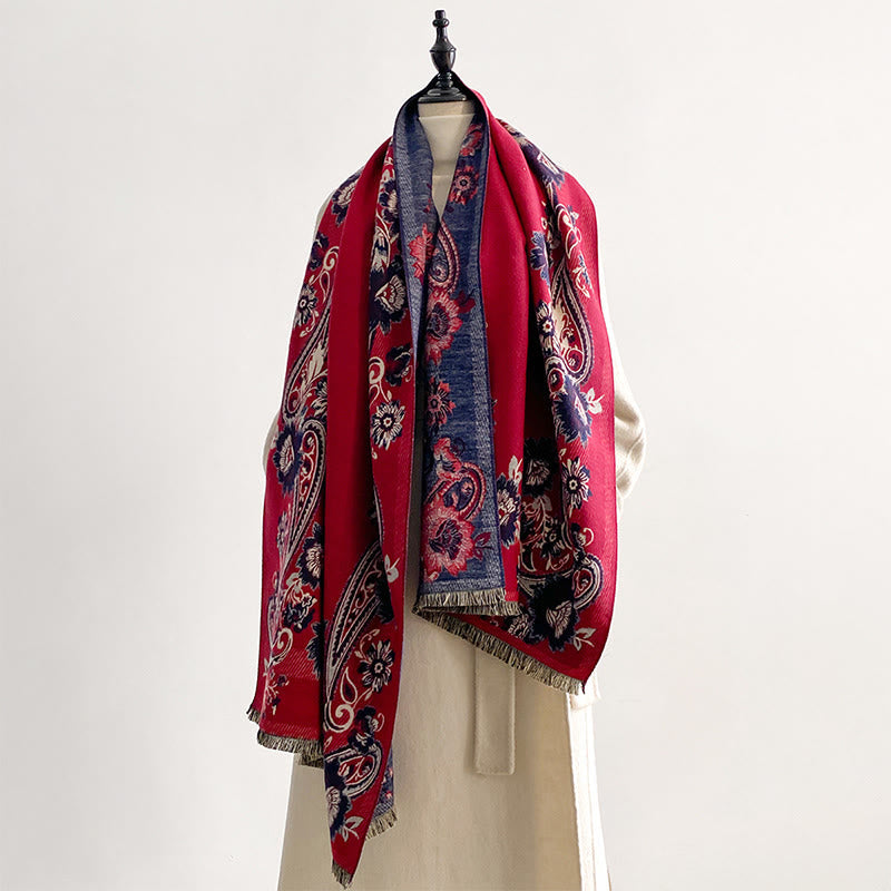 Nimara Ritual Fall Cashew Flower Vines Pattern Warm Cozy Scarf Shawl