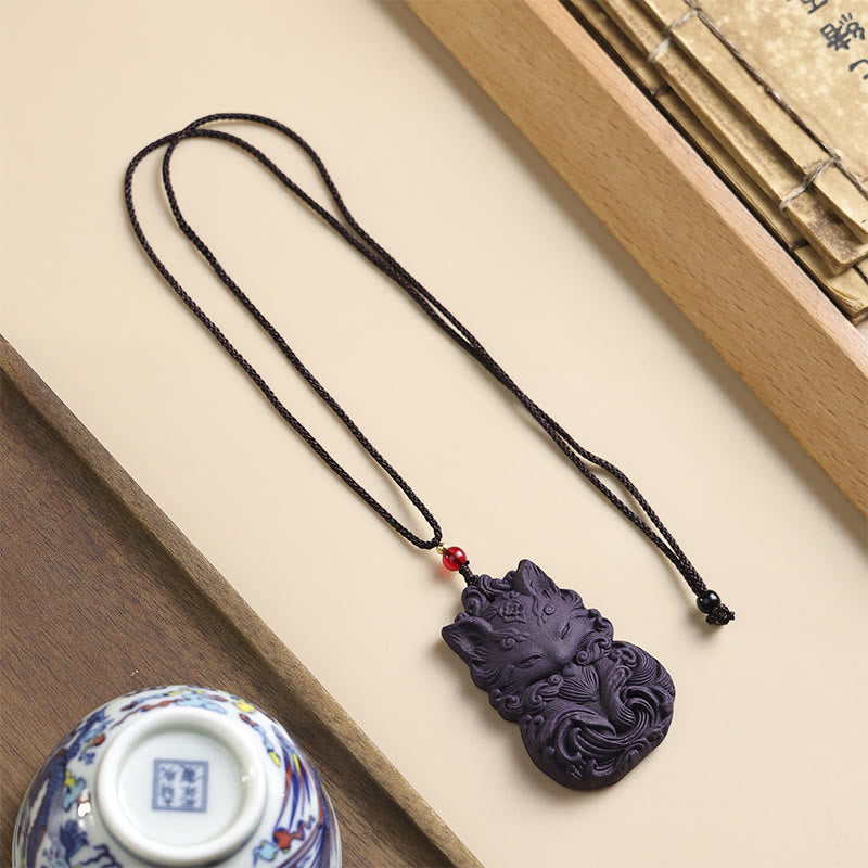 Nimara Ritual Fox Mask Butterfly Taotie Peace Buckle Fortune Necklace Pendant