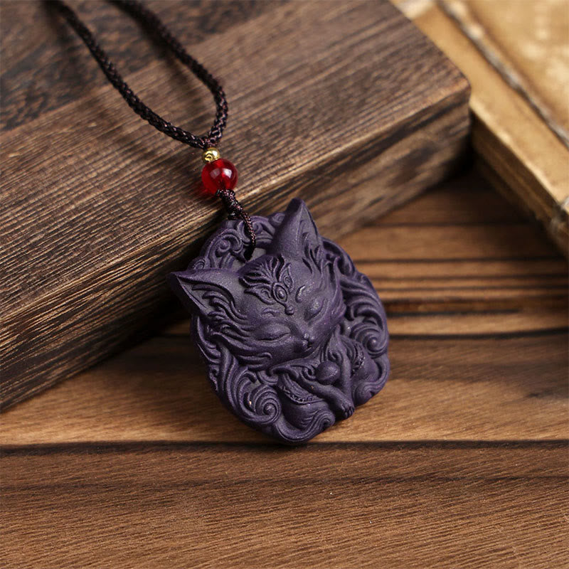 Nimara Ritual Fox Mask Butterfly Taotie Peace Buckle Fortune Necklace Pendant