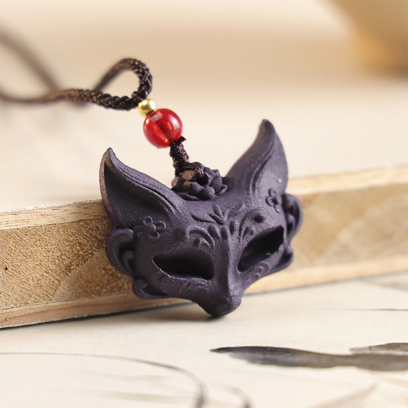 Nimara Ritual Fox Mask Butterfly Taotie Peace Buckle Fortune Necklace Pendant