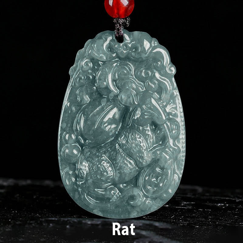 Nimara Ritual Chinese Zodiac Jade Year of the Horse Luck Rope Necklace Pendant