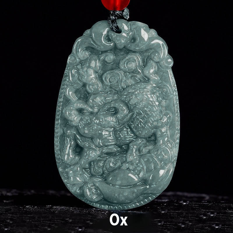 Nimara Ritual Chinese Zodiac Jade Year of the Horse Luck Rope Necklace Pendant