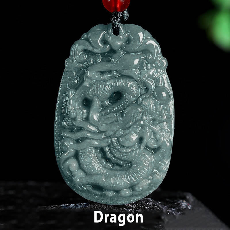 Nimara Ritual Chinese Zodiac Jade Year of the Horse Luck Rope Necklace Pendant