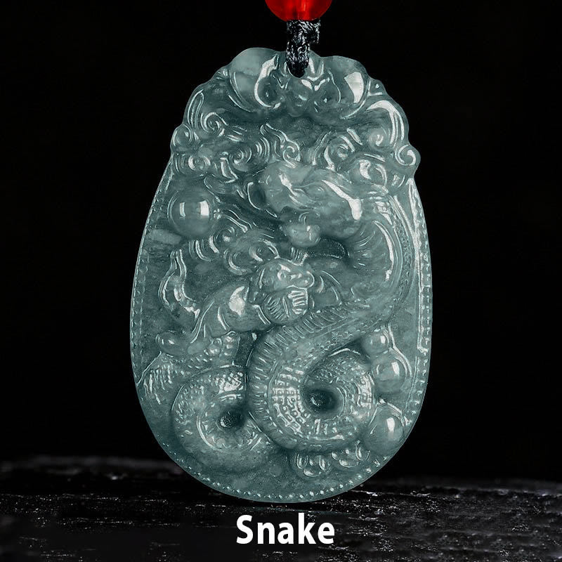 Nimara Ritual Chinese Zodiac Jade Year of the Horse Luck Rope Necklace Pendant