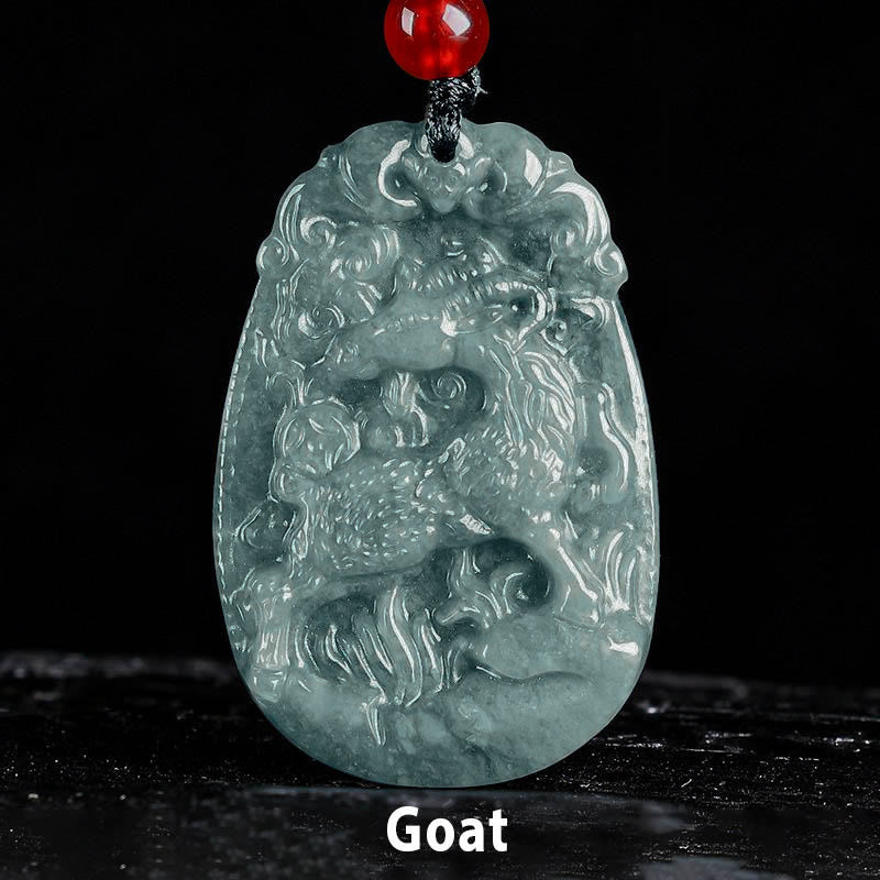 Nimara Ritual Chinese Zodiac Jade Year of the Horse Luck Rope Necklace Pendant