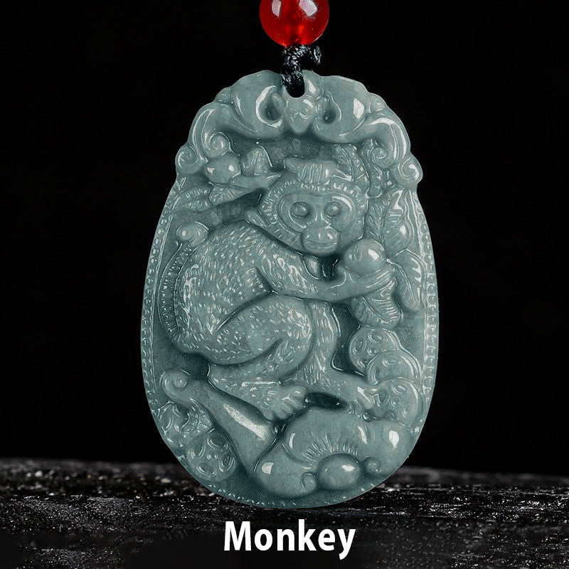 Nimara Ritual Chinese Zodiac Jade Year of the Horse Luck Rope Necklace Pendant