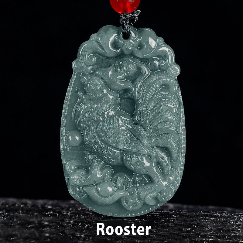 Nimara Ritual Chinese Zodiac Jade Year of the Horse Luck Rope Necklace Pendant
