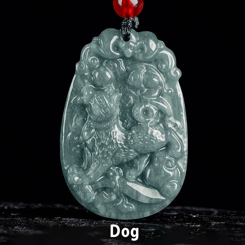 Nimara Ritual Chinese Zodiac Jade Year of the Horse Luck Rope Necklace Pendant