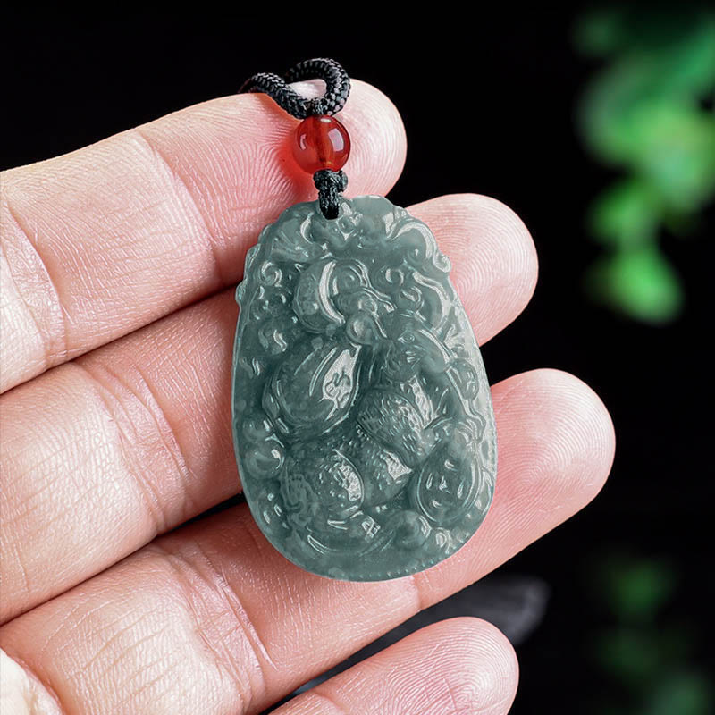 Nimara Ritual Chinese Zodiac Jade Year of the Horse Luck Rope Necklace Pendant