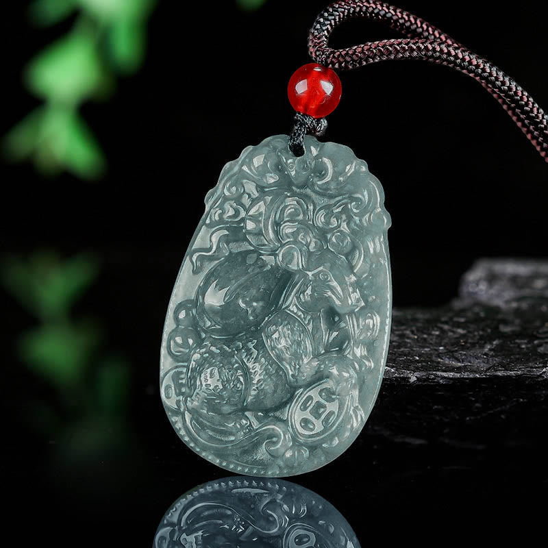 Nimara Ritual Chinese Zodiac Jade Year of the Horse Luck Rope Necklace Pendant