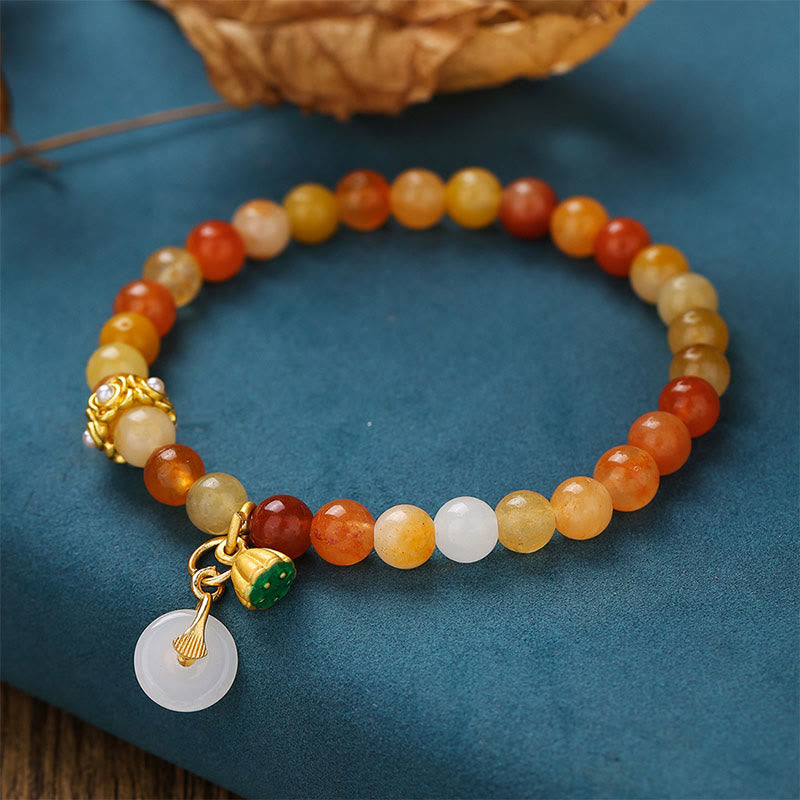 Nimara Ritual Peace Buckle Golden Silk Jade Ward Off Evil Spirits Bracelet